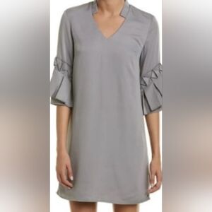 Alton Gray Shift Dress Gray V-Neck Dress with Ruffle Sleeves Size 4
